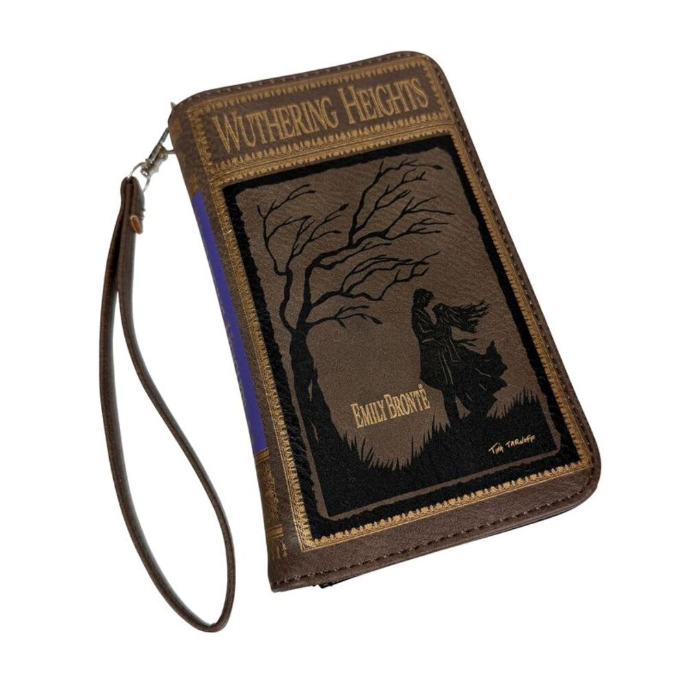Wuthering Heights Book Style Wallet RFID Wristlet Brown Vinyl 7 X 4.25 In